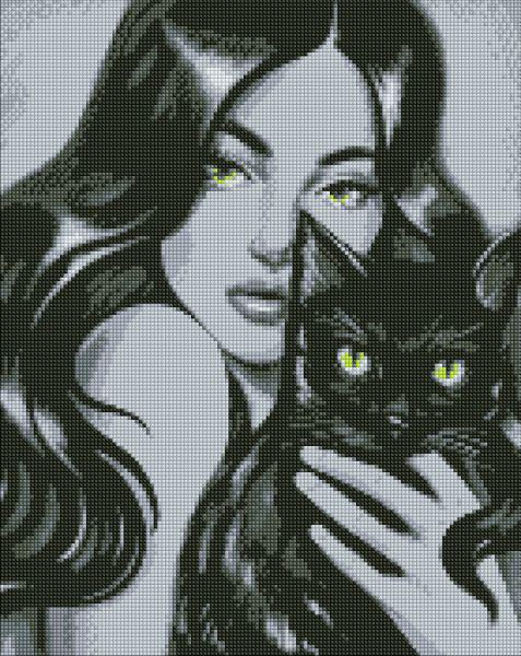 Алмазная мозаика на подрамнике Идейка Черный пушистик 40x50 см (Id-AMO7697)