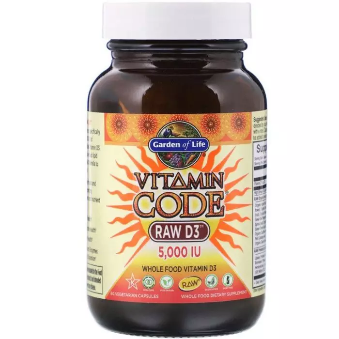 Сирий вітамін D3 Garden Of Life Vitamin Code 5000 МЕ 125 мкг 60 вегетарианських капсул (GOL11586) - фото 2