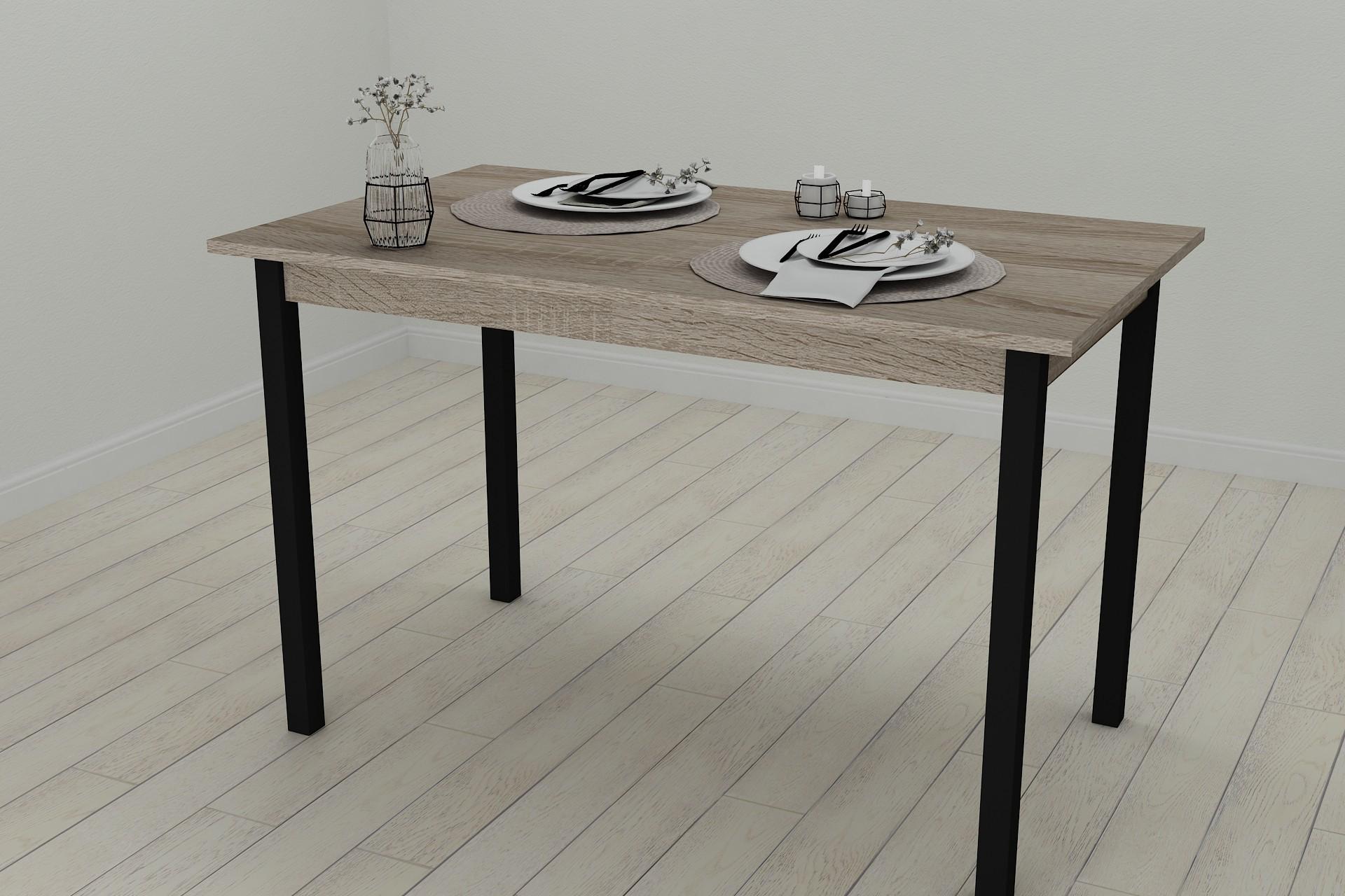 Обеденный стол Ferrum-decor Марио ДСП 16 мм 75x120x60 см Черный/Сонома Трюфель (FRD-106325)