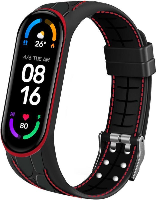 Ремешок силиконовый Cobra для Mi Band 6 Black/Red (27820)