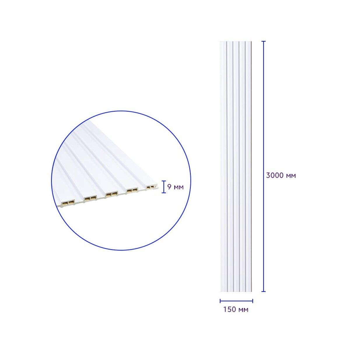 Рейка стеновая декоративная WPC D 3000x150x9 мм Перламутр (SW-00001866) - фото 3