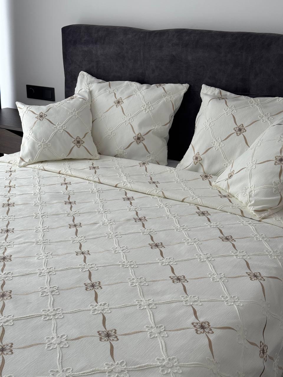 Покривало Бароко №1 бавовна 120х250 см Молочний (55677-1-120x250cm) - фото 4 Покривало Бароко №1 бавовна 120х250 см Молочний (55677-1-120x250cm) - фото 4