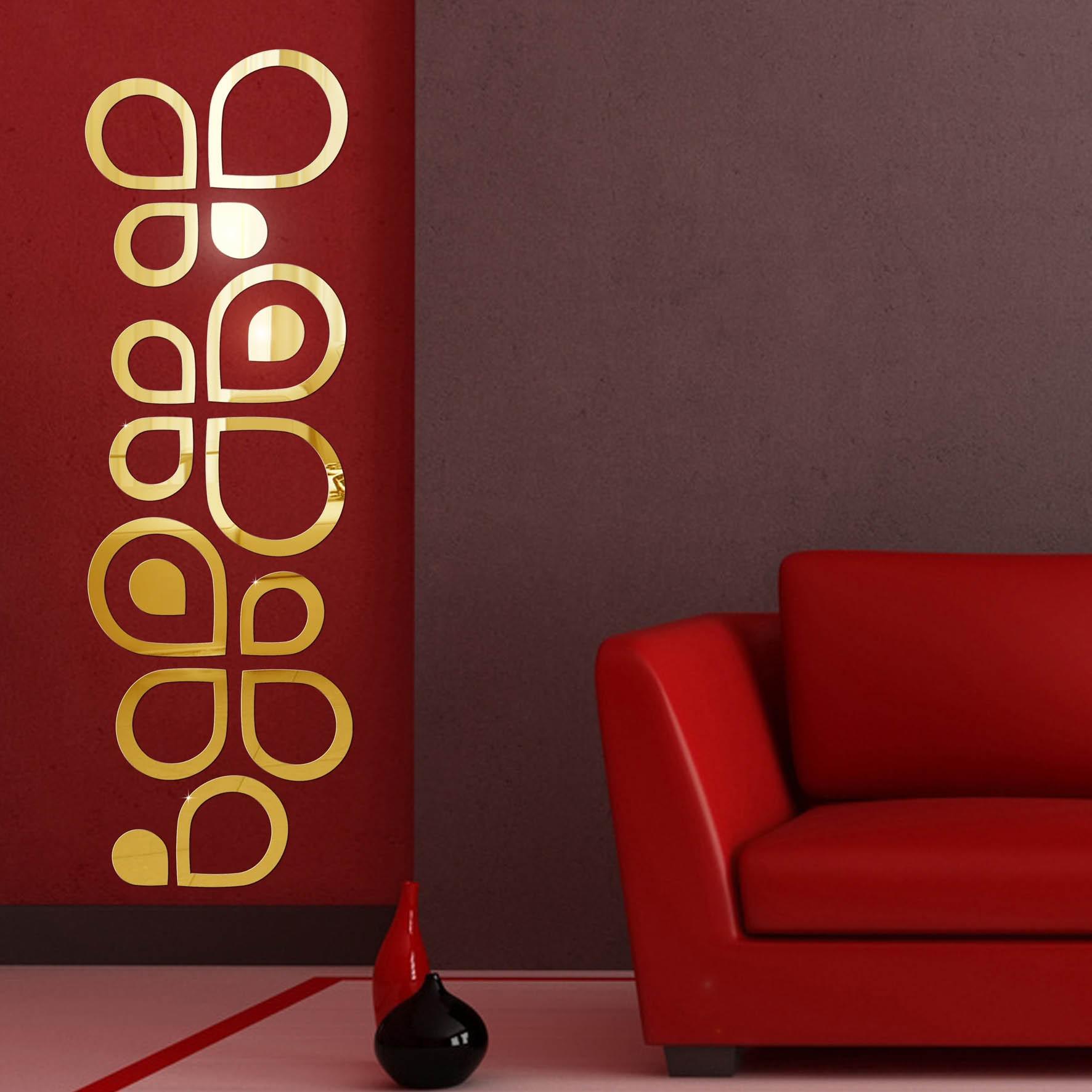 Наклейка интерьерная зеркальная Аква на стену 16 шт. Золотой (21994172)