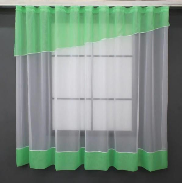 Занавеска на кухню шифон 280х170 см Белый/Мятный (047к) - фото 1 Занавеска на кухню шифон 280х170 см Белый/Мятный (047к) - фото 1