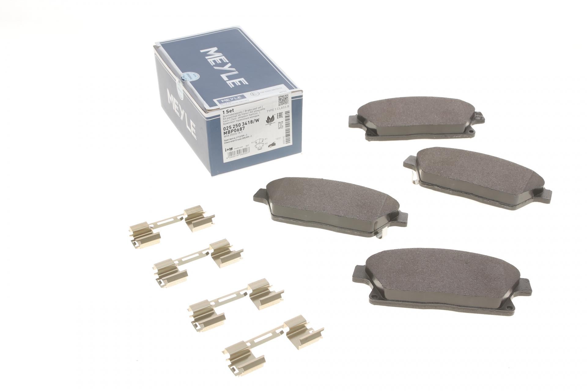 Колодки тормозные передние Meyle для Opel Astra J/Zafira C/Chevrolet Cruze 09- (025 250 3418/W)