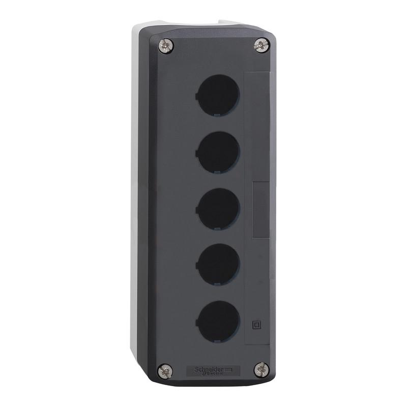 Корпус кнопочного поста Schneider Electric Harmony XALD 5 местный 22 мм Темно-серый (XALD05) Корпус кнопочного поста Schneider Electric Harmony XALD 5 местный 22 мм Темно-серый (XALD05)