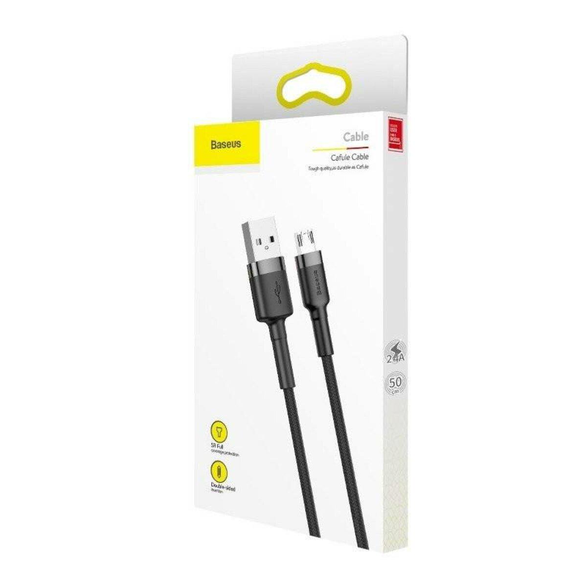 Кабель Baseus cafule Cable USB Micro USB 2,4A 0,5 м Gray/Black - фото 7