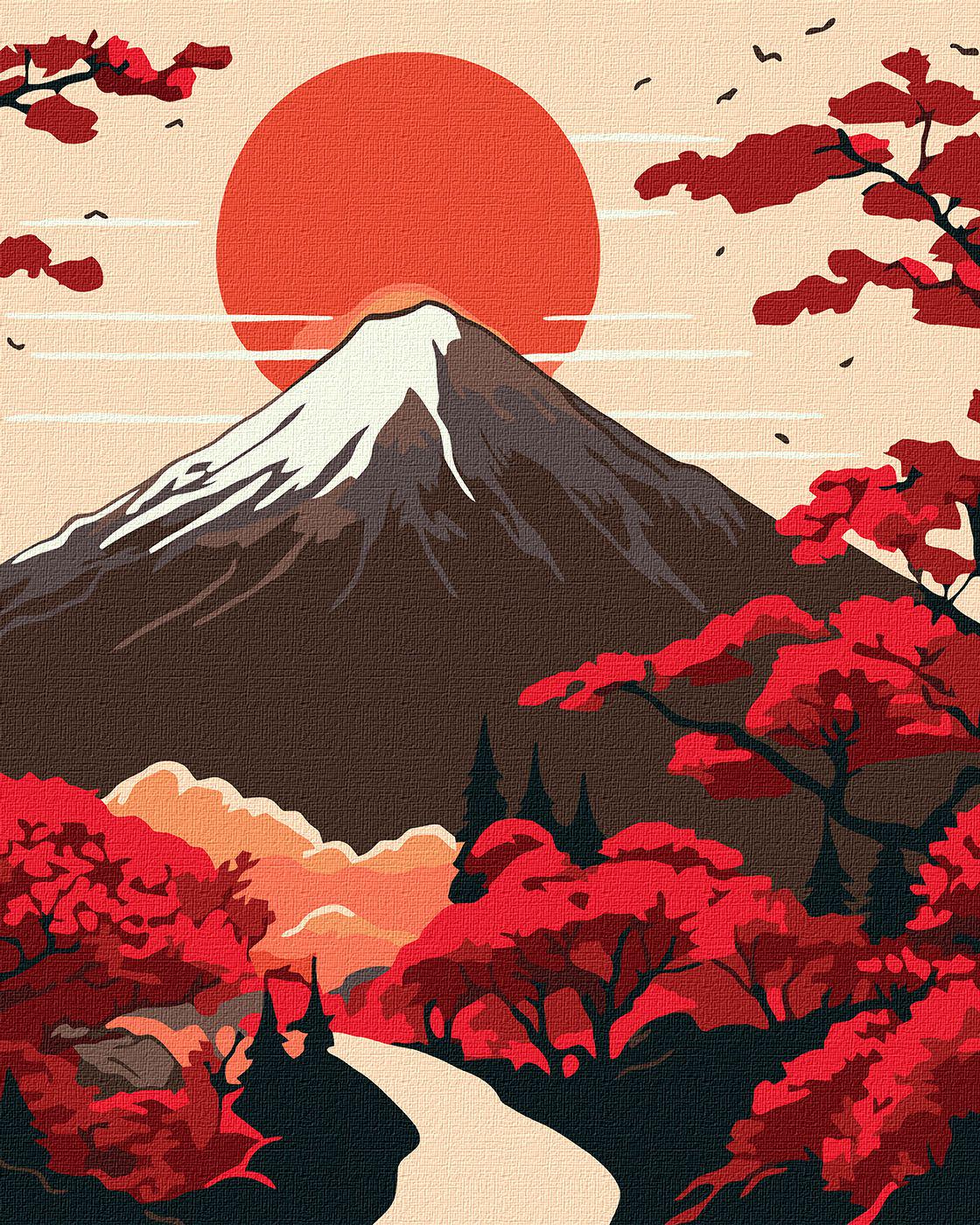 Картина за номерами Ідейка Гора Фудзі 40x50 см без коробки (KHO5110)