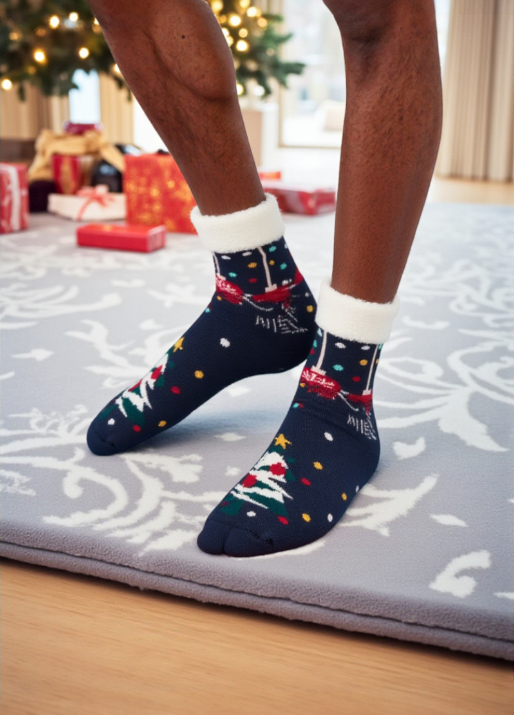 Носки Lidl Christmas slipper socks Unisex с мехом внутри и тормозами на подошве р. 35-38 Синий (7947)