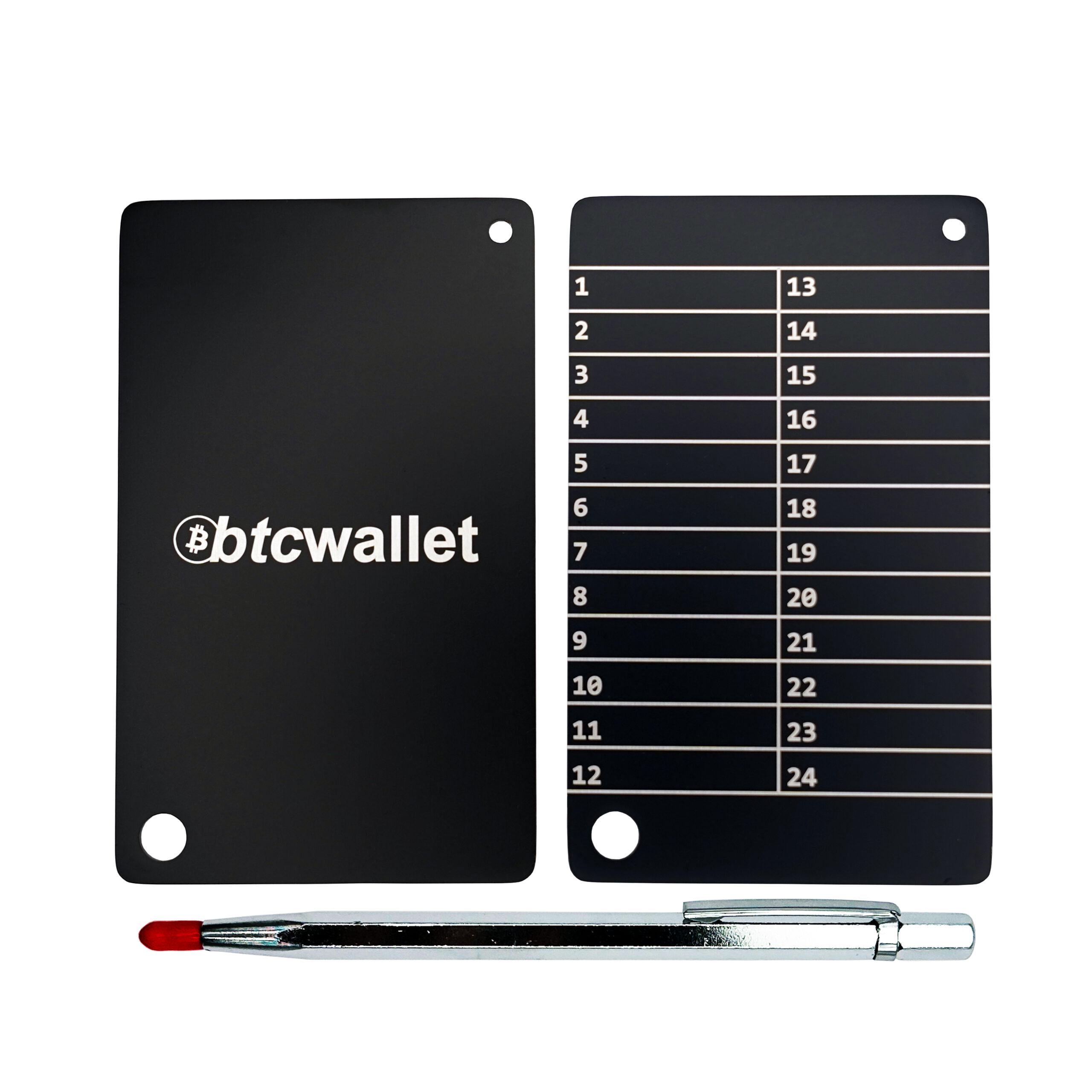 Набор для хранения сид-фразы Btcwallet Black Plate 2 металлические пластины/крепежный болт/гравировальная ручка (34061229)