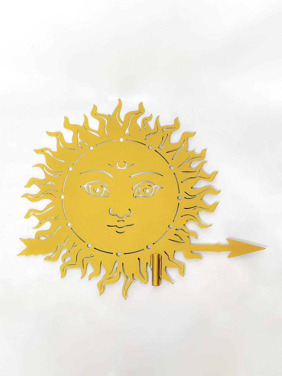 Флюгер на крышу маленький Винтажное солнце/Золото на беседку/колодец/забор 80x50 см (1092410)