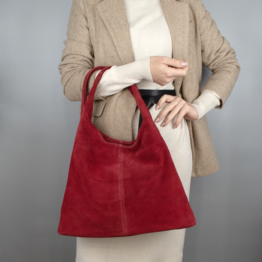 Сумка-шопер жіноча замшева Virginia Conti 03790 Гранатовий (2385333785) - фото 2