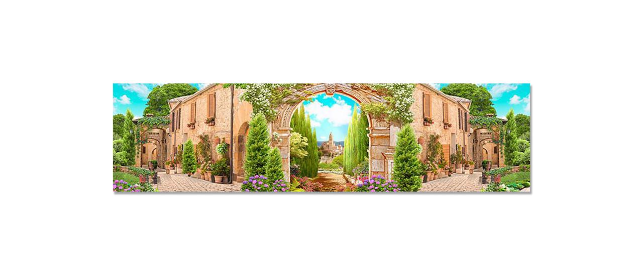 Кухонний фартух Антична арка біля моря із самоклеючої вінілової плівки 65х250 см Бежевий