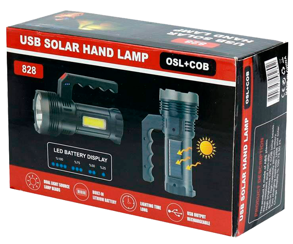 Ручной фонарь на солнечной батарее USB Solar Lamp 828 (MS-12519) - фото 3