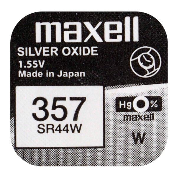 Батарейка годинникова срібно-цинкова Maxell 357 303/SR44W/G13 1,55V блістер 1 шт. (4135)