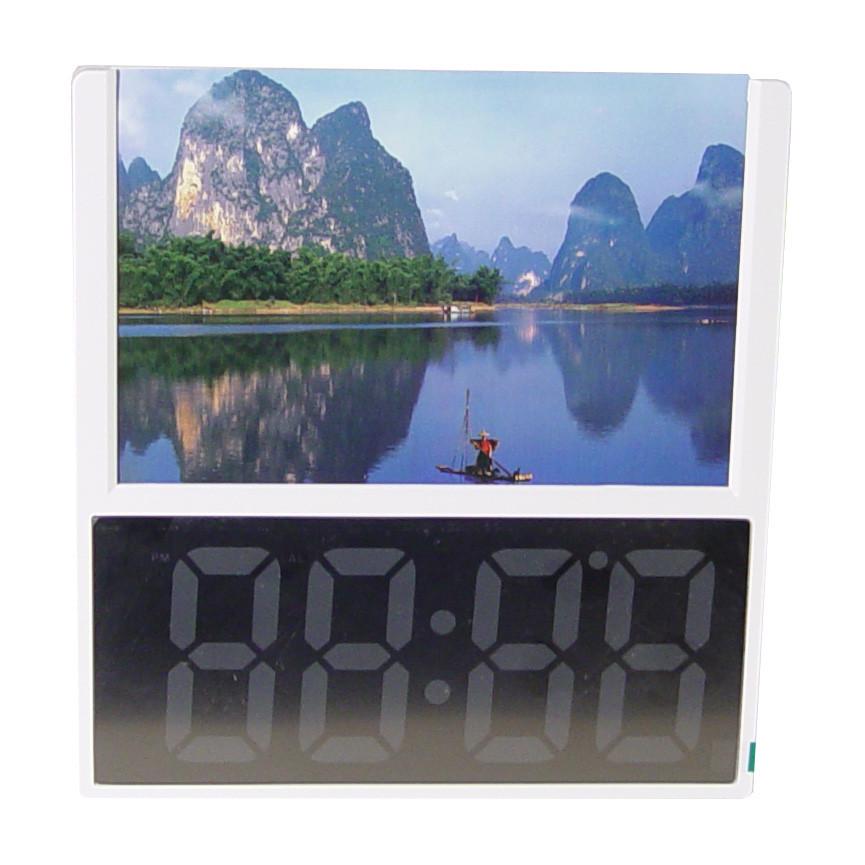 Часы с фоторамкой DS 6608 7570 и зеленой подсветкой Белый (015941)