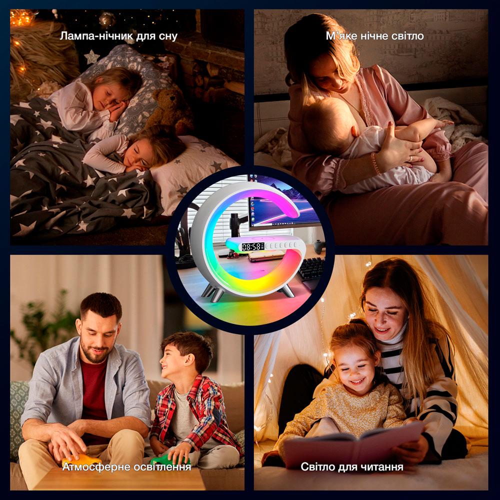 Лампа-ночник EVIO Quality настольная смарт с беспроводной зарядкой и Bluetooth колонкой Белый - фото 9 Лампа-ночник EVIO Quality настольная смарт с беспроводной зарядкой и Bluetooth колонкой Белый - фото 9