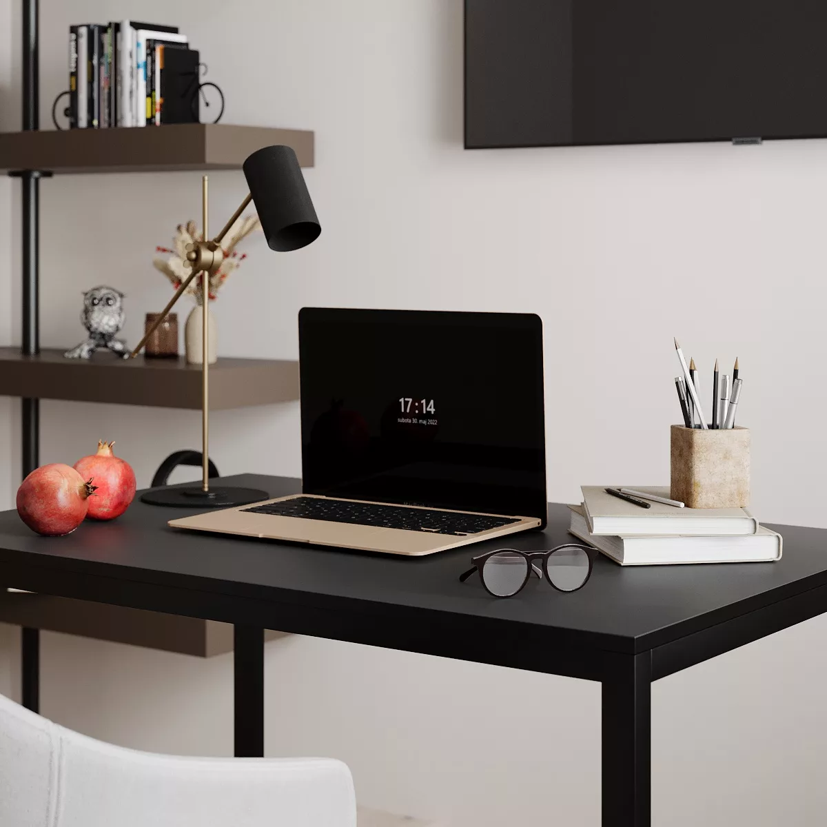 Письмовий стіл AiH Brevity Loft mid ЛДСП/метал 90x75x67 см Графіт/Чорний (TB02070000030) - фото 2