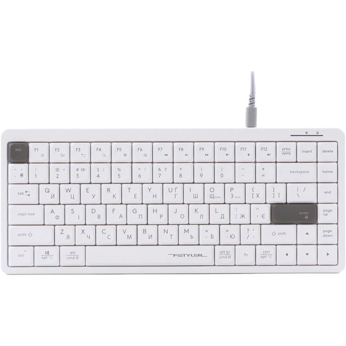 Клавіатура дротова A4Tech Fstyler FX53 ножнічна USB-A 84 клавіші 1,5 м ENG/UKR White