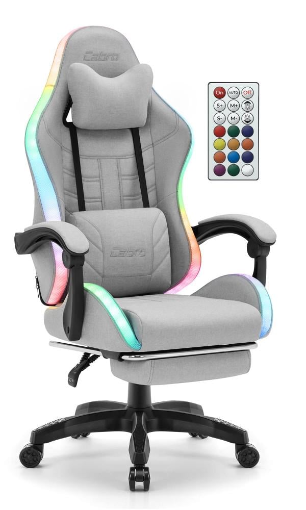 Крісло геймерське з підставкою для ніг Cabro C501 RGB Grey тканина до 150 кг (AN-С501GRGB) - фото 1
