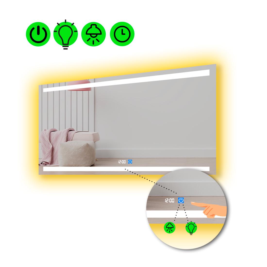 Зеркало с LED подсветкой Anita с сенсором и часами 120x100 см (8776036)