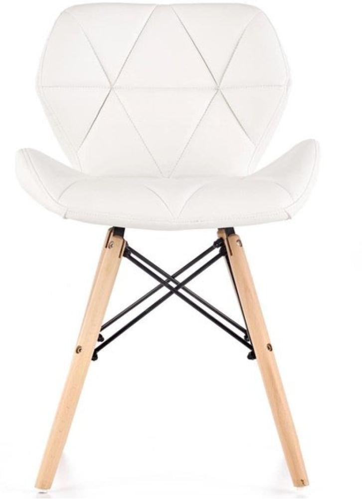 Кресло кухонное Bonro B-531 с мягким сиденьем из экокожи на деревянных ножках из бука Белый (132-76-47001247)