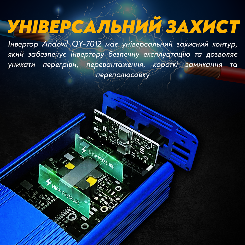 Автомобильный инвертор Andowl QY-7012 с модифицированным синусом 1500 Ватт 1500 W (142) - фото 7