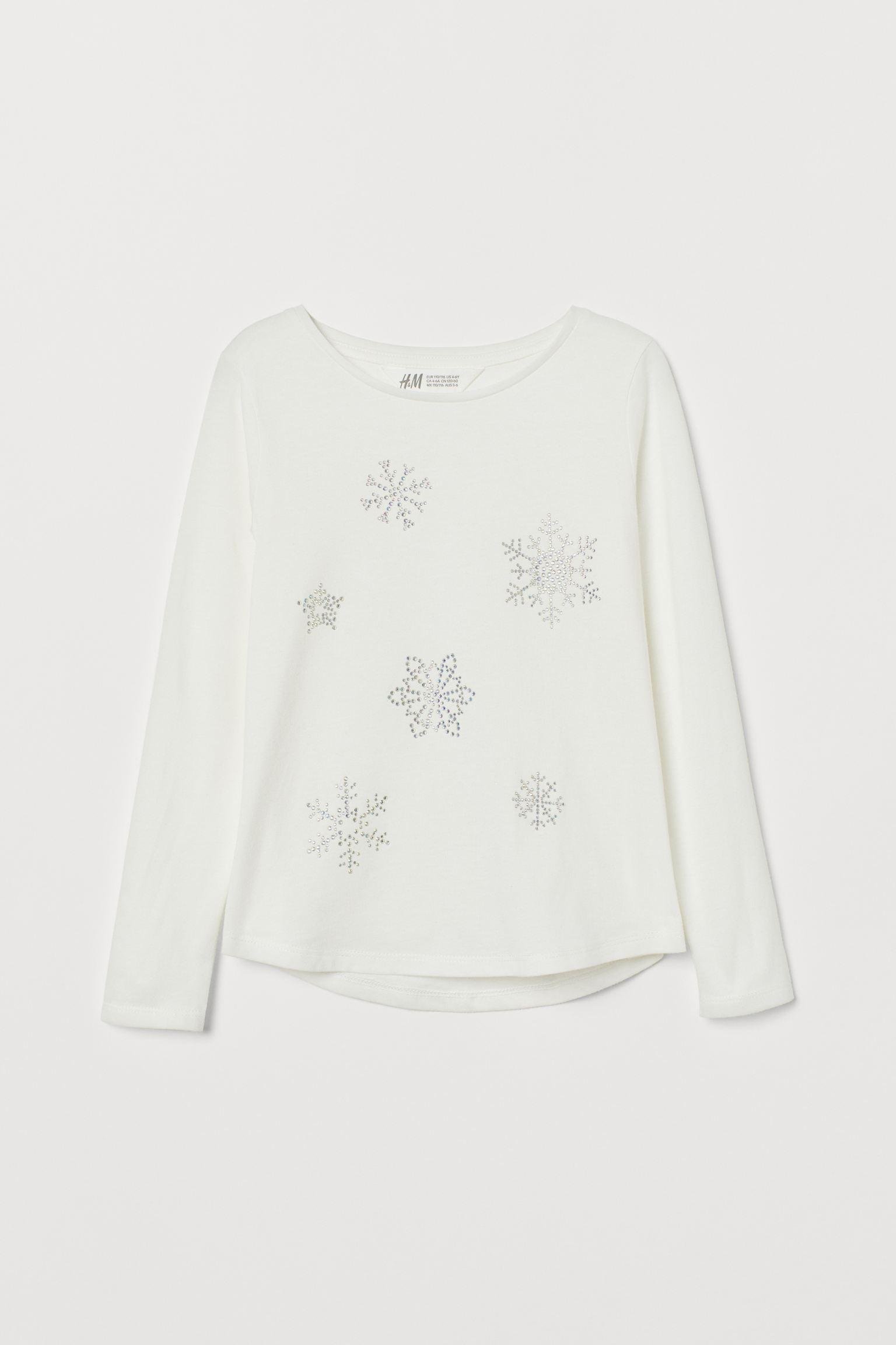 Лонгслив H&M Снежинка 110-116 см Белый (26077396790)