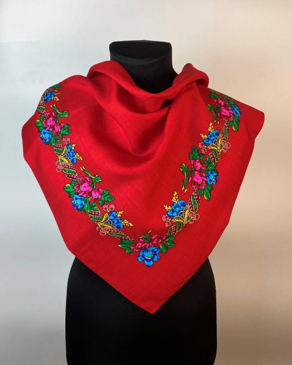 Платок шерстяной Венчик 80х80 см Красный (29439567)