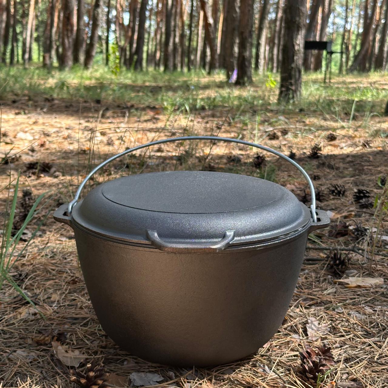 Котел туристичний КТ-08КС чавунний з кришкою-сковородою 8 л 36х28х22 см (KT08-2)