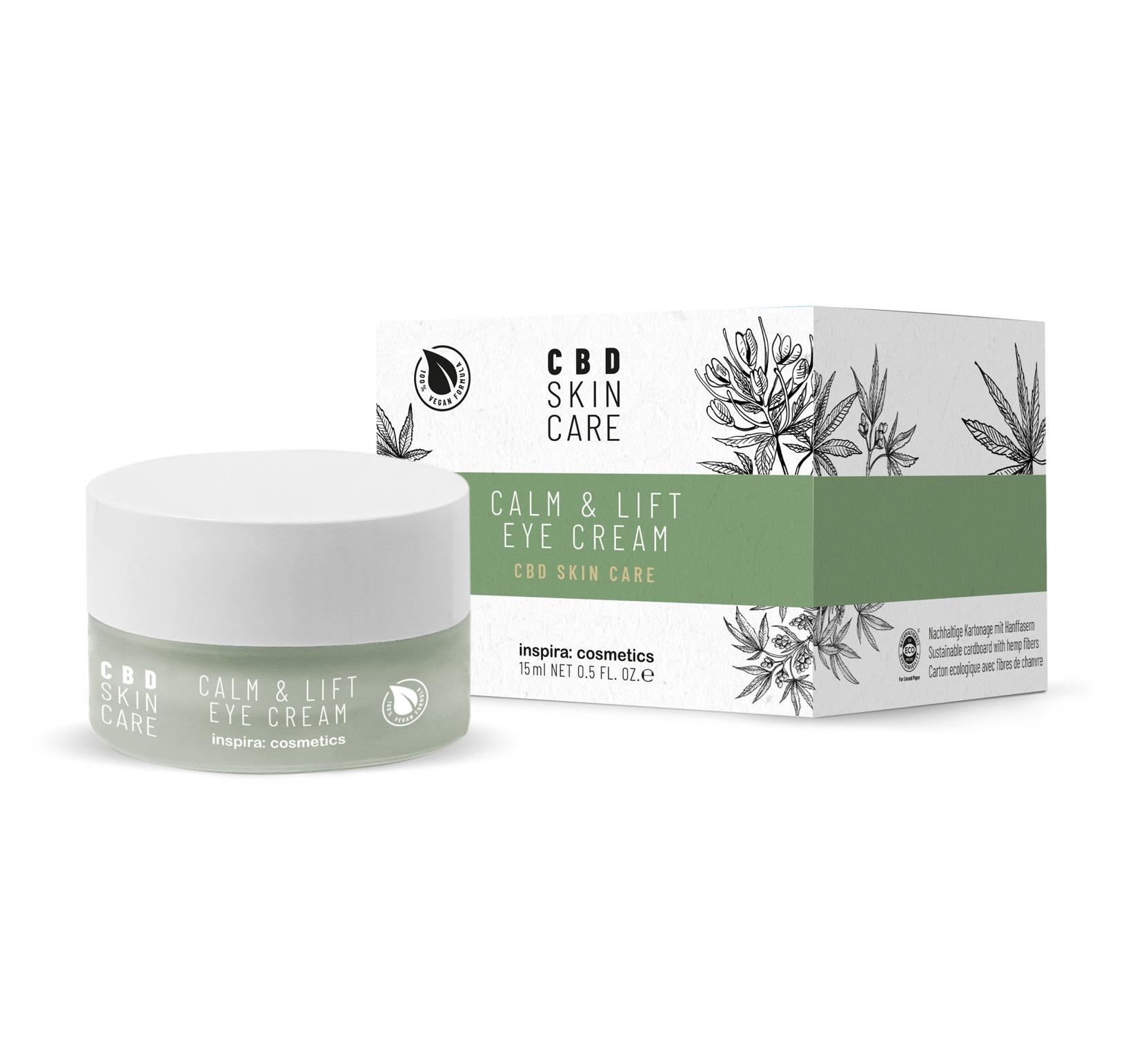 Крем вокруг глаз Inspira Calm&lift Eye Cream CBD Skin Care Успокоение и лифтинг с маслом конопли 15 мл (4251059302614)