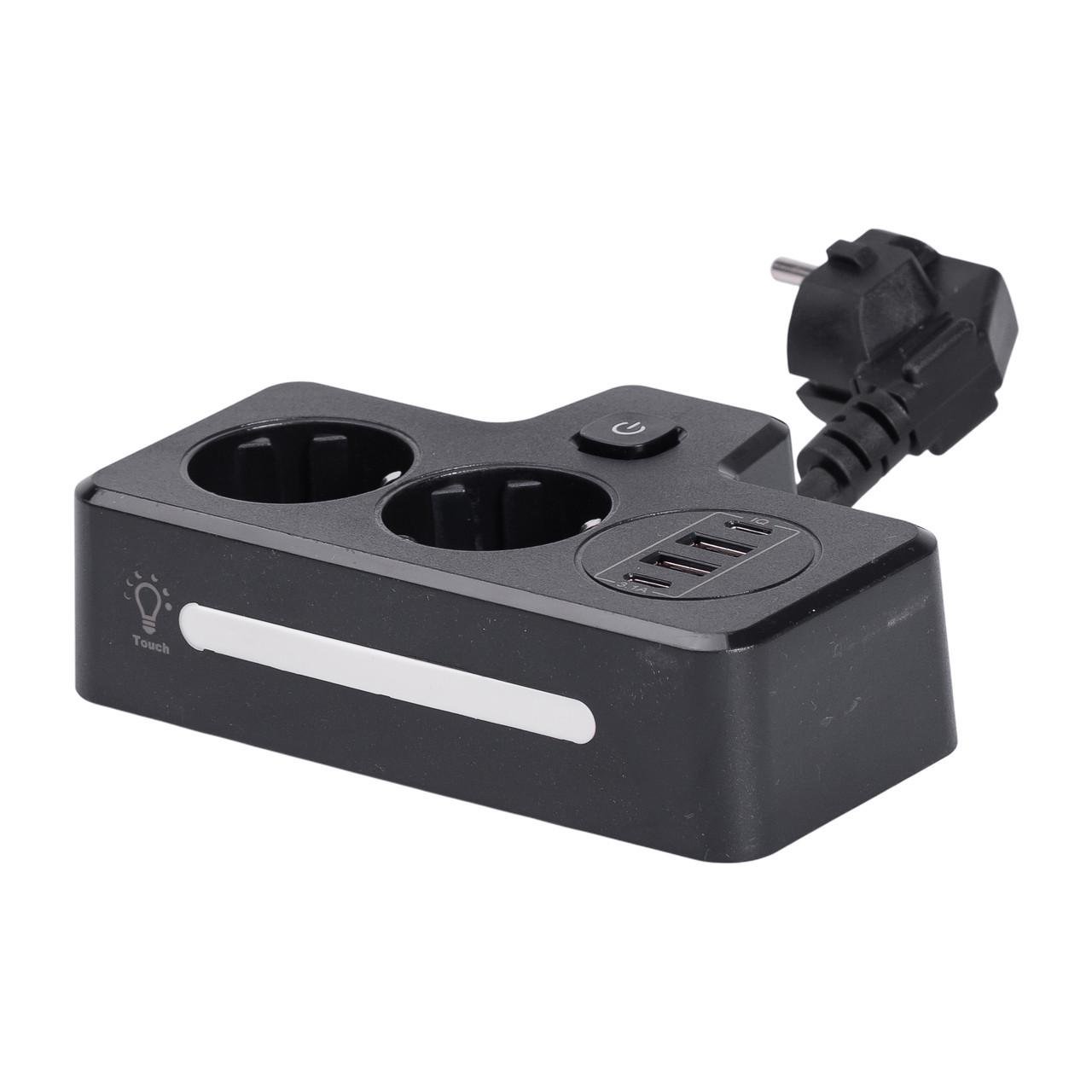 Фільтр мережний HP-5-18 на 2 євро розетки з 2 USB та 2 Type-C Чорний (A-034379) - фото 3 Фільтр мережний HP-5-18 на 2 євро розетки з 2 USB та 2 Type-C Чорний (A-034379) - фото 3