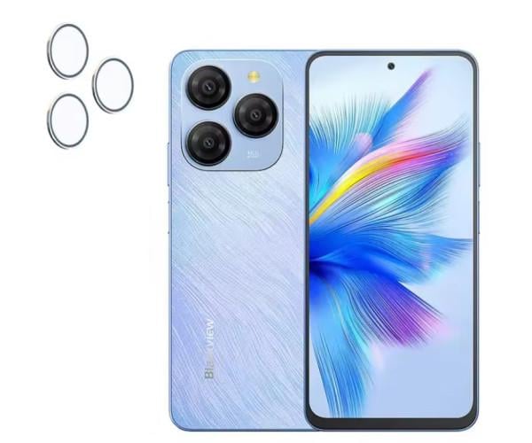 Защитное стекло с рамкой CD Pattern на заднюю камеру для Blackview Shark 9 Серебряный