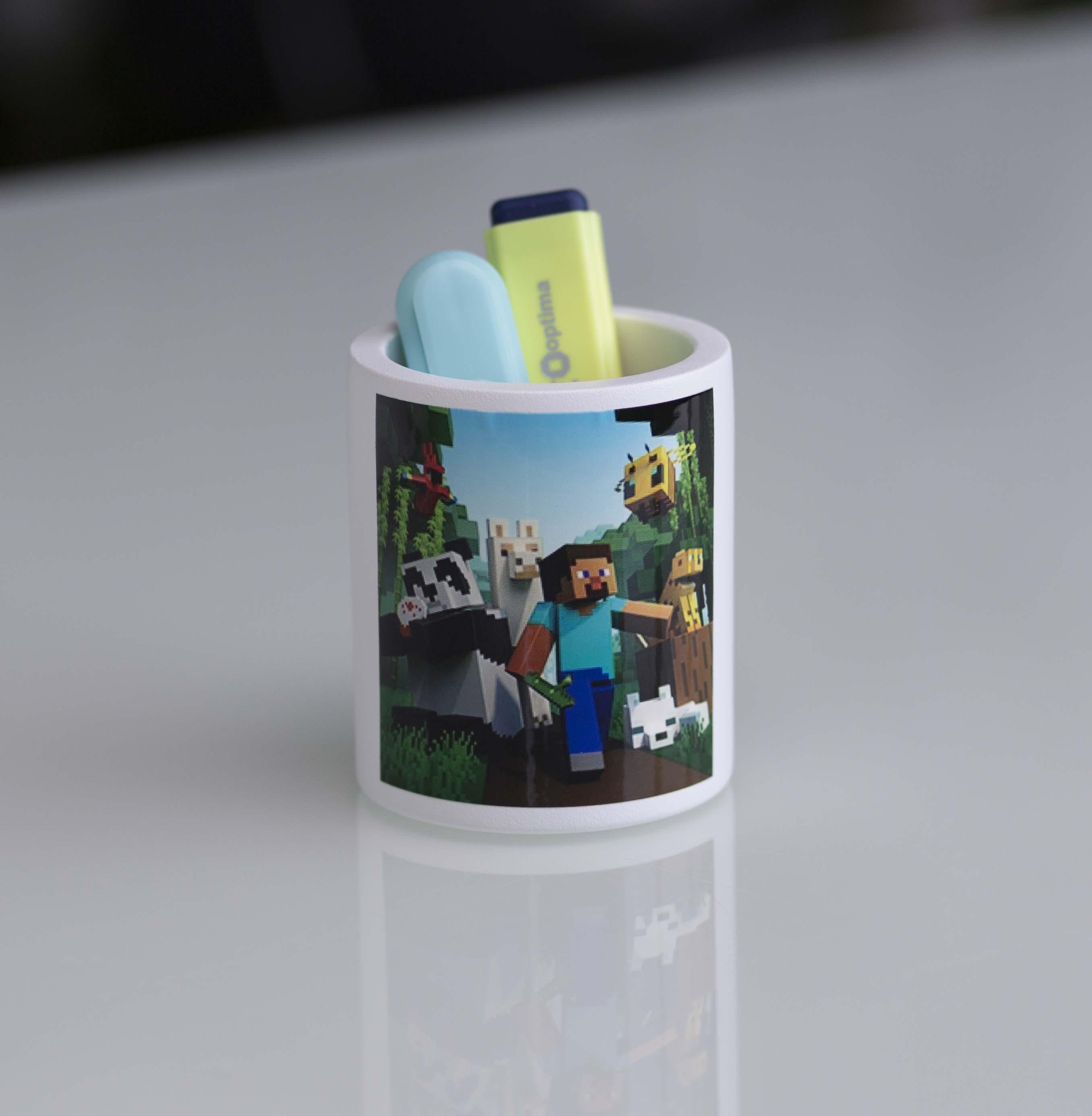 Подставка-органайзер для канцелярии CUTE Minecraft 3 (Cute Cup-1 White Minecraft 3)