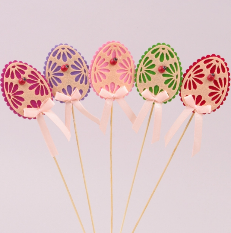 Пасхальная декорация из фетра на пике Писанка микс 5 шт. (22470)