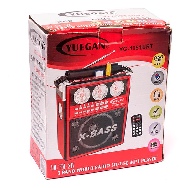 Радіоприймач портативний Yuegan YG-1051URT X-BASS SD/USB/MP3 з ліхтариком Червоний (АК2832-89) - фото 6