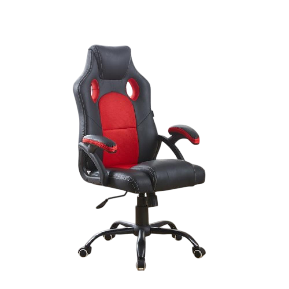 Крісло геймерське Bonro BN-2022S з екошкіри на коліщатках з підлокітниками Чорно-червоний (132-76-42400290)