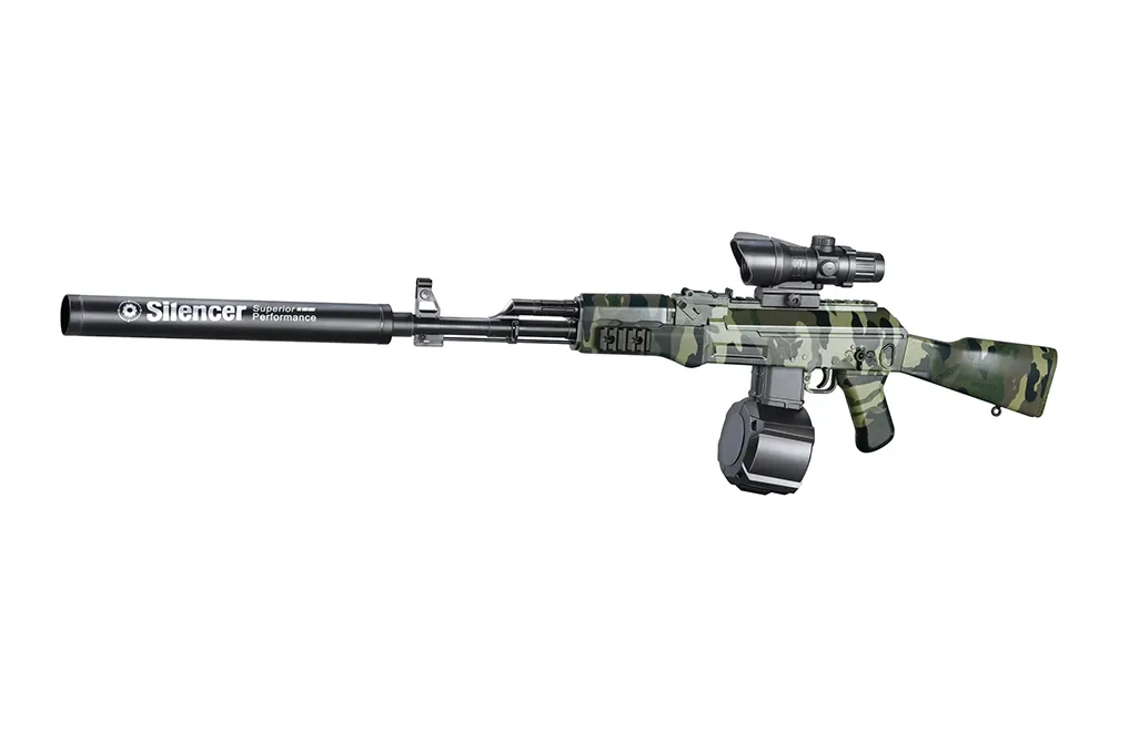 Автомат гелевый на орбизах АК47 на аккумуляторе с глушителем/прицелом 73 см (73смАК47)