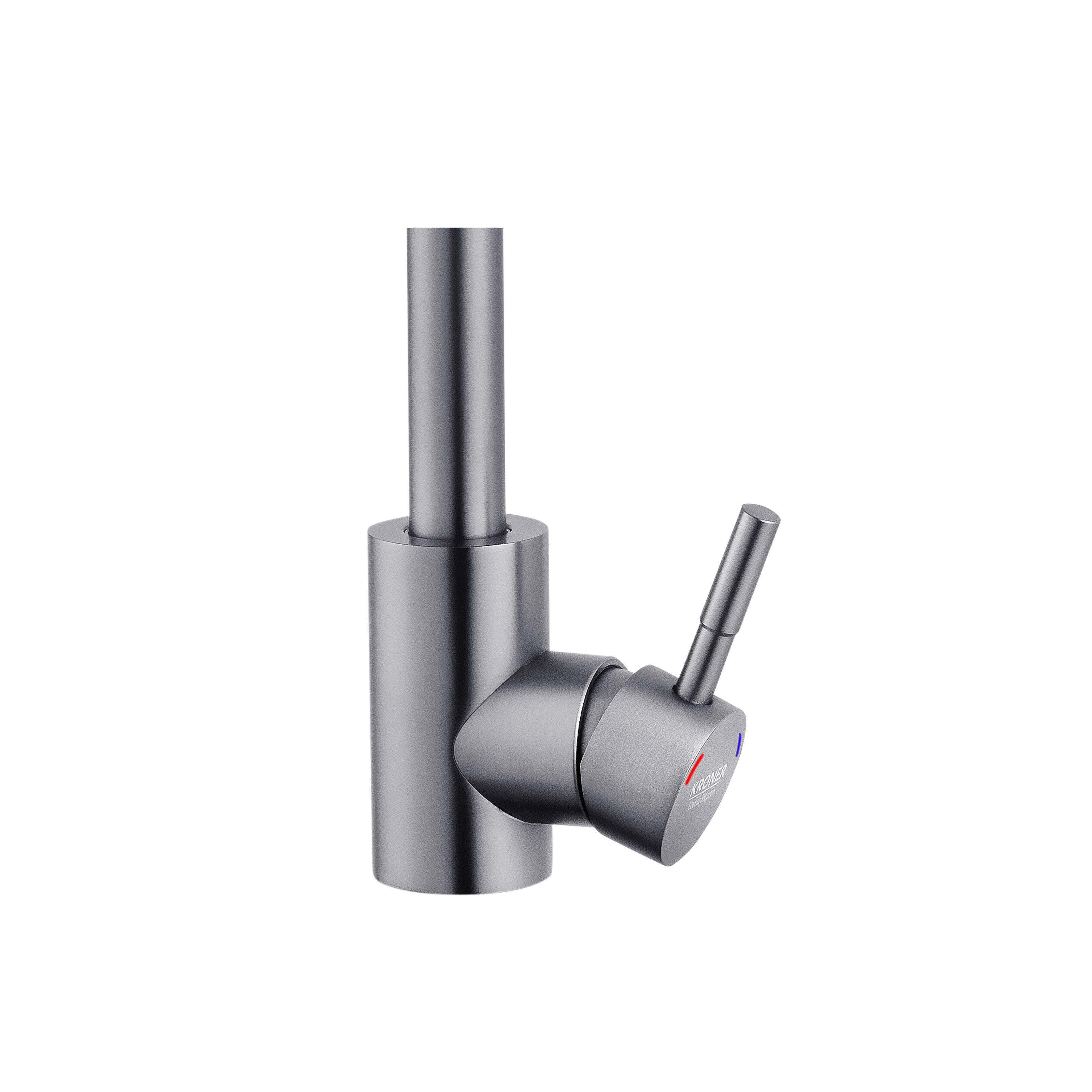 Смеситель для кухни KRONER Edelstahl Klassisch-SCH035PVD CV024351 однорычажный Серый (136545) - фото 5