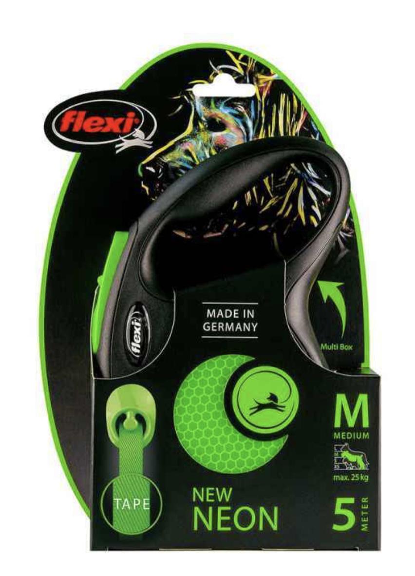 Рулетка-повідець для собак Flexi Neon M до 25 кг стрічка 5 м Зелений - фото 3
