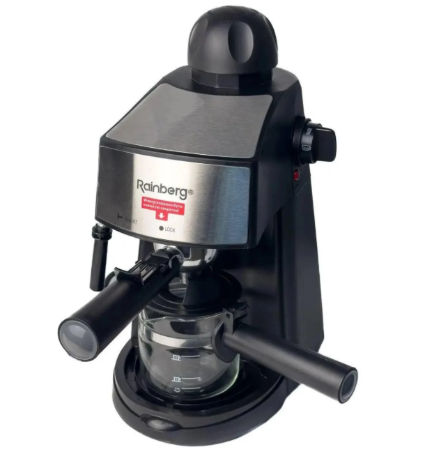 Кофеварка рожковая Rainberg RB-8111 2200 Вт с капучинатором 0,24 л Черный (2762131495)