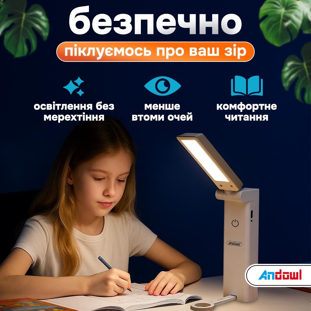 LED-лампа настільна Andowl Q-LED103X1 USB Type-C з акумулятором 1800 mAh 15W Білий (90ce2f12) - фото 4