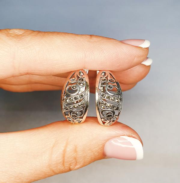 Серьги серебряные с гарказитом 5,96 г (1512880945)