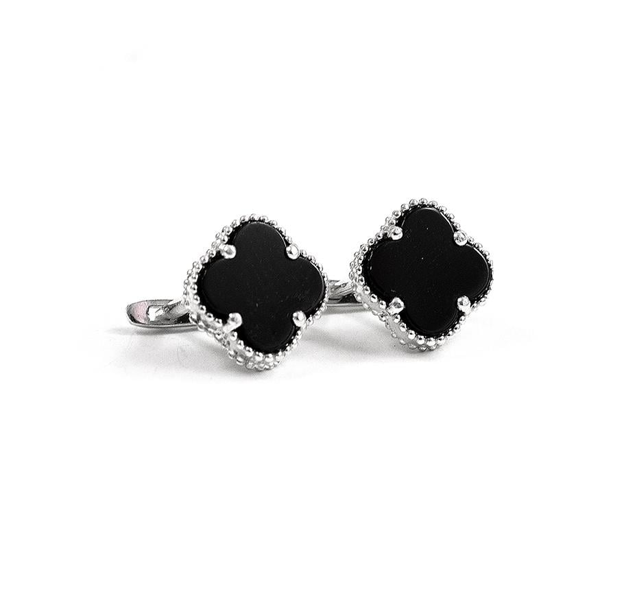 Сережки Maxi Silver 9486 Конюшина з оніксом (89486)