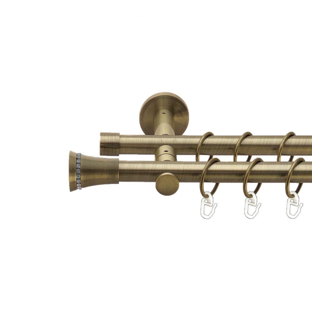 Карниз Orvit Монтіфо металевий дворядний реверсивний гладка труба кільце металеве 19/19 мм 240 см Антик (00-00013386)