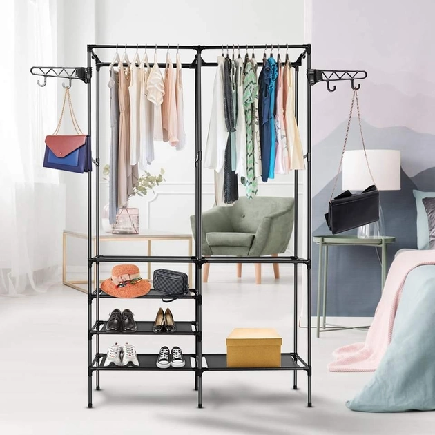 Вішалка для одягу 172x108x42 см Multifunctional Shelf 8518 Чорний - фото 8