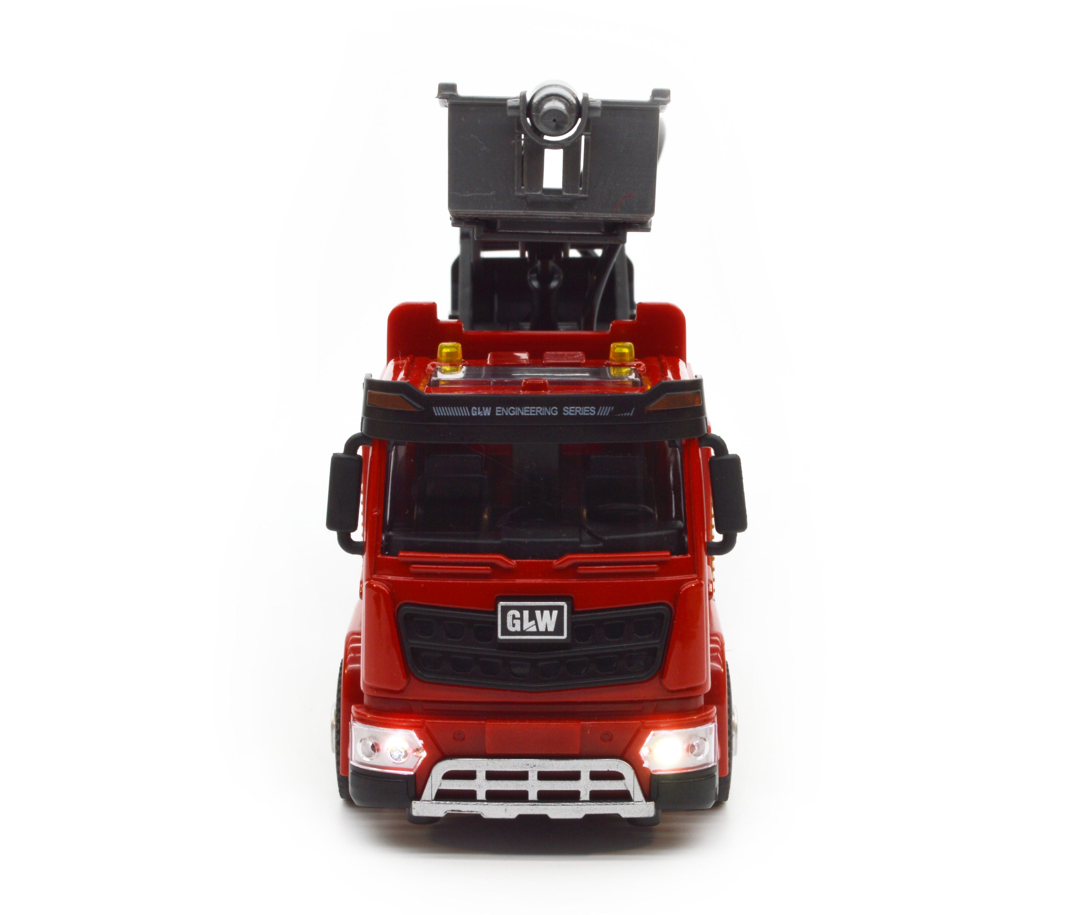 Модель пожежної машини з металевою кабіною інерція звуки світло розсувна драбина помпа (16041) - фото 7