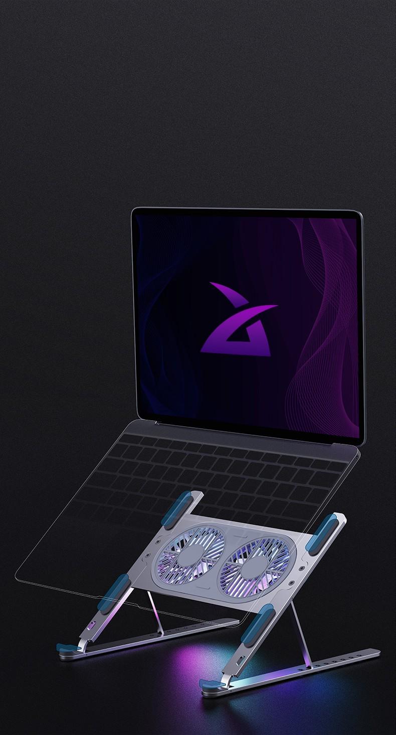 Підставка для ноутбука/планшета портативна Ice Vibe Pad з охолодженням та підсвіткою Aluminium alloys Grey (VA-P11F-GR) - фото 8 Підставка для ноутбука/планшета портативна Ice Vibe Pad з охолодженням та підсвіткою Aluminium alloys Grey (VA-P11F-GR) - фото 8