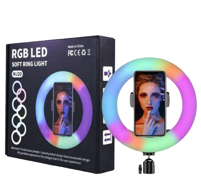 Кільцева LED-лампа SOFT RING LIGHT RGB MJ36 RGB 20 см 15 колірних схем (5-BS-108) - фото 1