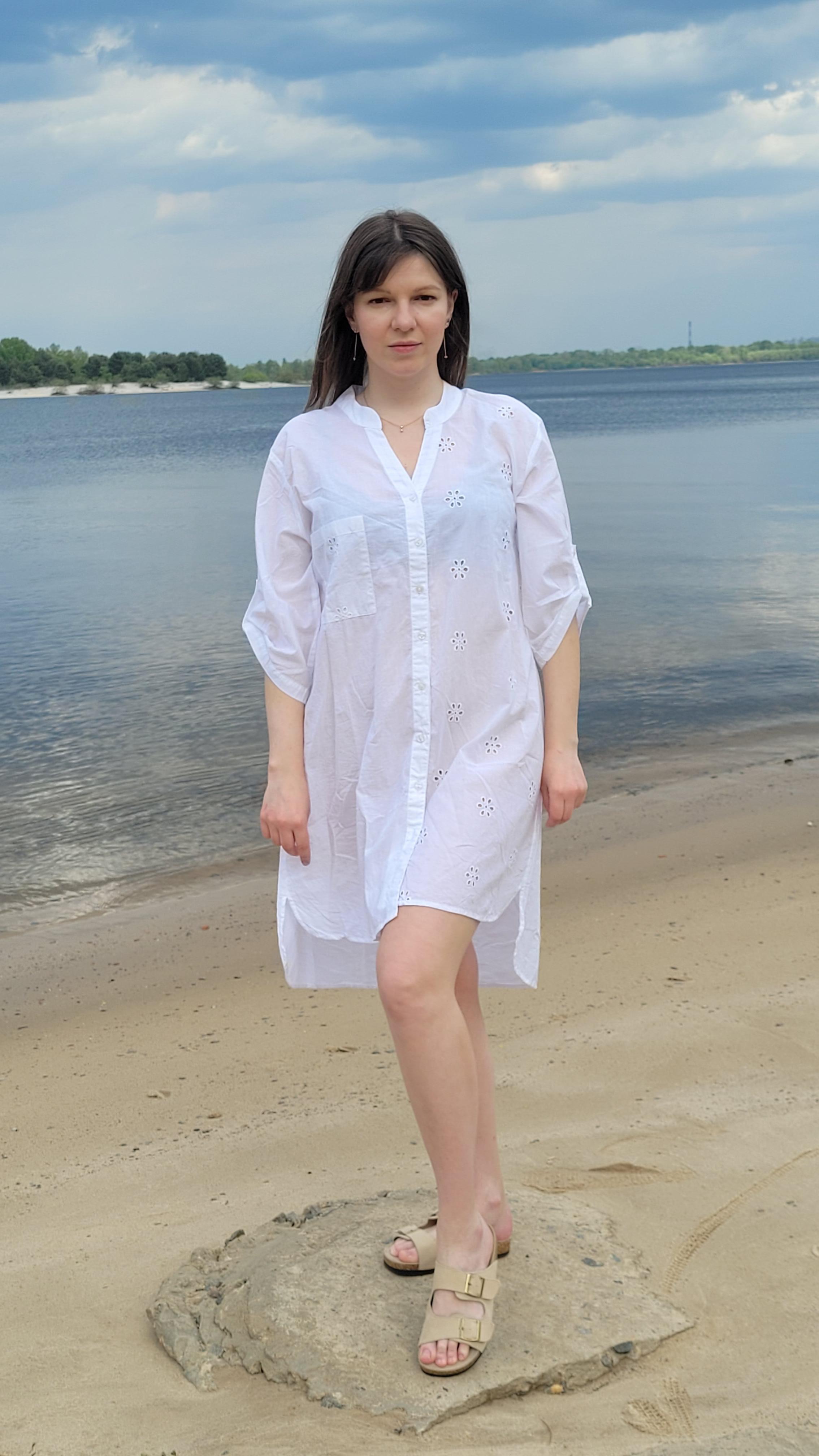 Туніка-сорочка жіноча з прошвою на гудзиках M Білий - фото 6 Туніка-сорочка жіноча з прошвою на гудзиках M Білий - фото 6